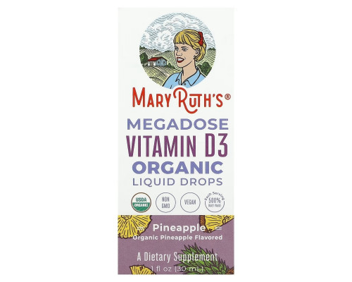 MaryRuth Organics, Megadose Vitamin D3 Organic Liquid Drops, Pineapple , 1 fl oz (30 ml) MaryRuth Organics, Megadose Vitamin D3 Organic Liquid Drops, Pineapple , 1 fl oz (30 ml)