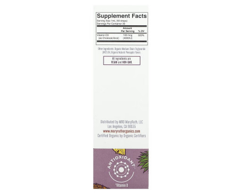 MaryRuth Organics, Megadose Vitamin D3 Organic Liquid Drops, Pineapple , 1 fl oz (30 ml) MaryRuth Organics, Megadose Vitamin D3 Organic Liquid Drops, Pineapple , 1 fl oz (30 ml)