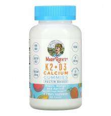 MaryRuth Organics, K2 + D3 Calcium Gummies, Peach, Mango and Apricot, 60 Gummies