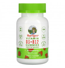 MaryRuth Organics, Жевательные мармеладки с витаминами D3 и B12, на основе пектина, клубника, 60 жевательных таблеток