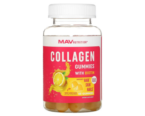 MAV Nutrition, Жевательные мармеладки с коллагеном повышенной силы, 60 жевательных таблеток MAV Nutrition, Жевательные мармеладки с коллагеном повышенной силы, 60 жевательных таблеток