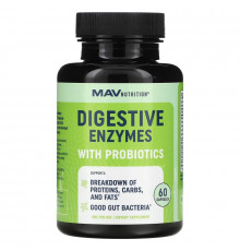 MAV Nutrition, Digestive Enzymes with Powerful Probiotic Strains, 60 Vegetable Capsules
