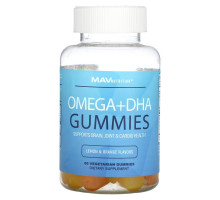 MAV Nutrition, Omega + DHA Gummies, Lemon & Orange, 60 Vegetarian Gummies