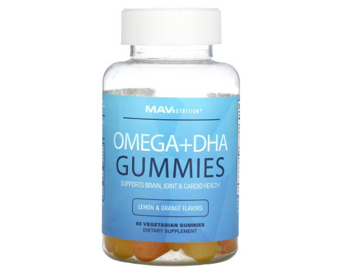 MAV Nutrition, Omega + DHA Gummies, Lemon & Orange, 60 Vegetarian Gummies MAV Nutrition, Omega + DHA Gummies, Lemon & Orange, 60 Vegetarian Gummies