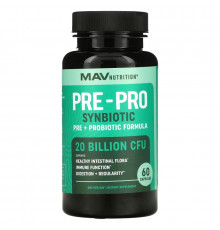 MAV Nutrition, Pre-Pro Synbiotic, Pre + Probiotic Formula, 60 Capsules
