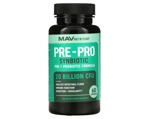 MAV Nutrition, Pre-Pro Synbiotic, Pre + Probiotic Formula, 60 Capsules MAV Nutrition, Pre-Pro Synbiotic, Pre + Probiotic Formula, 60 Capsules