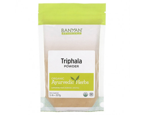 Растительные экстракты и настойки Banyan Botanicals, Трифала в порошке, 227 г (0,5 фунта) Растительные экстракты и настойки Banyan Botanicals, Трифала в порошке, 227 г (0,5 фунта)