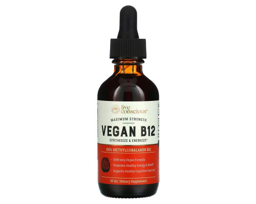 Live Conscious, Vegan B12, Maximum Strength, 60 mL Live Conscious, Vegan B12, Maximum Strength, 60 mL