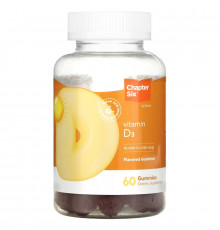 Chapter Six, Vitamin D3, Flavored, 5,000 IU (125 mcg), 60 Gummies
