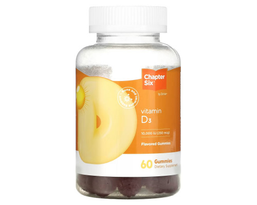 Chapter Six, Vitamin D3, Flavored, 5,000 IU (125 mcg), 60 Gummies Chapter Six, Vitamin D3, Flavored, 5,000 IU (125 mcg), 60 Gummies