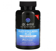 Для мышц и суставов Dr. Emil Nutrition, Multi Collagen Plus, типы I, II, III, V и X, 90 капсул