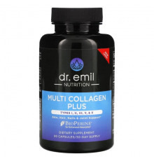 Для мышц и суставов Dr. Emil Nutrition, Multi Collagen Plus, типы I, II, III, V и X, 90 капсул