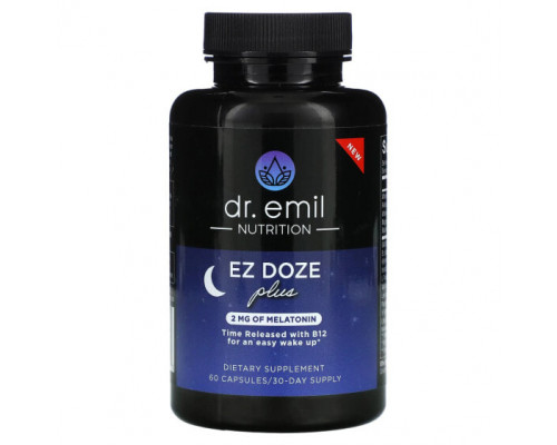 Для здорового сна Dr. Emil Nutrition, EZ DOZE Plus Melatonin, 60 капсул Для здорового сна Dr. Emil Nutrition, EZ DOZE Plus Melatonin, 60 капсул