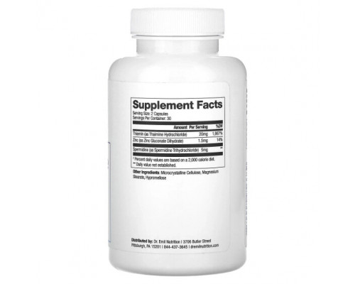 Антиоксиданты Dr. Emil Nutrition, Спермидин, 2,5 мг, 60 капсул Антиоксиданты Dr. Emil Nutrition, Спермидин, 2,5 мг, 60 капсул