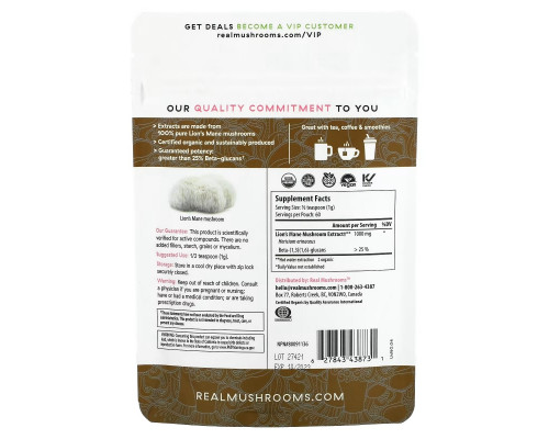 Real Mushrooms, Lion's Mane, Cognition, Bulk Powder, 2.12 oz (60 g) Real Mushrooms, Lion's Mane, Cognition, Bulk Powder, 2.12 oz (60 g)
