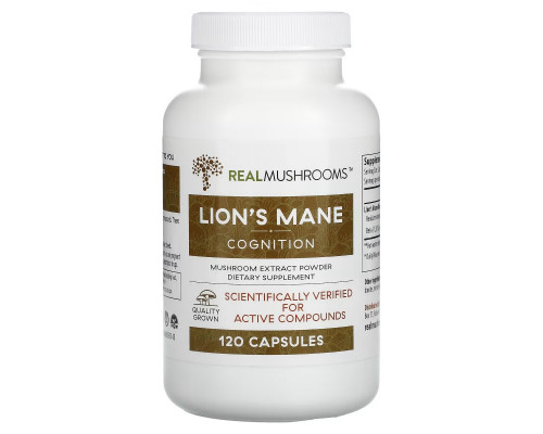 Real Mushrooms, Lion's Mane, Cognition, 120 Capsules Real Mushrooms, Lion's Mane, Cognition, 120 Capsules