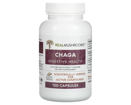 Real Mushrooms, Chaga, Digestive Health, 120 Capsule Real Mushrooms, Chaga, Digestive Health, 120 Capsule