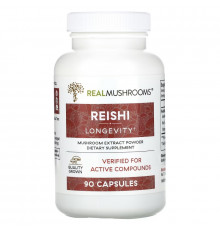 Real Mushrooms, Reishi, Longevity, 90 Capsules