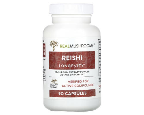 Real Mushrooms, Reishi, Longevity, 90 Capsules Real Mushrooms, Reishi, Longevity, 90 Capsules