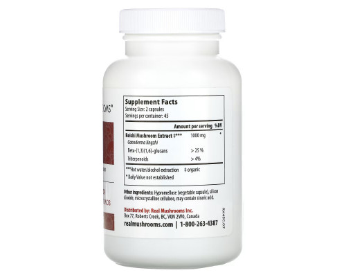 Real Mushrooms, Reishi, Longevity, 90 Capsules Real Mushrooms, Reishi, Longevity, 90 Capsules
