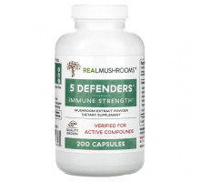 Грибы 5 Defenders®, Mushroom Extract Powder, 200 Capsules