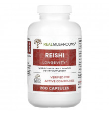 Real Mushrooms, Reishi, Mushroom Extract Powder, 200 Capsules