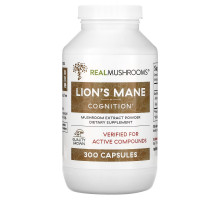 Real Mushrooms, Lion's Mane, порошок с экстрактом грибов, 300 капсул