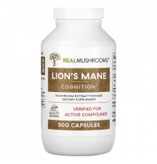 Real Mushrooms, Lion's Mane, порошок с экстрактом грибов, 300 капсул