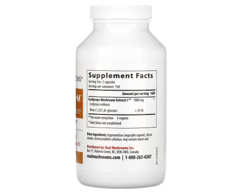 Real Mushrooms, Cordyceps-M, Mushroom Extract Powder, 300 Capsules Real Mushrooms, Cordyceps-M, Mushroom Extract Powder, 300 Capsules