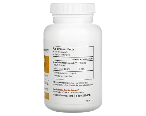 Real Mushrooms, Tremella, Rejuvenation, 120 Capsules Real Mushrooms, Tremella, Rejuvenation, 120 Capsules