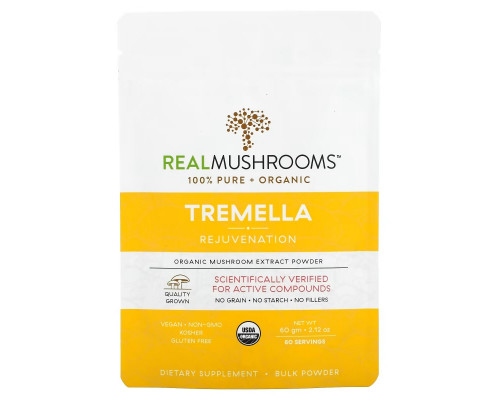 Real Mushrooms, Tremella, Organic Mushroom Extract Powder, 2.12 oz (60 g) Real Mushrooms, Tremella, Organic Mushroom Extract Powder, 2.12 oz (60 g)