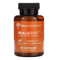 Грибы RealBoost™, Mushrooms + Herbs, 60 Capsules