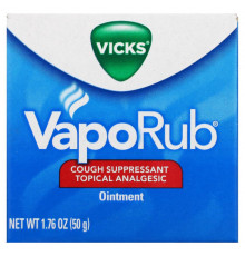 От гриппа и простуды Vicks, VapoRub, анальгетическая мазь против кашля, для местного применения, 50 г (1,76 унции)