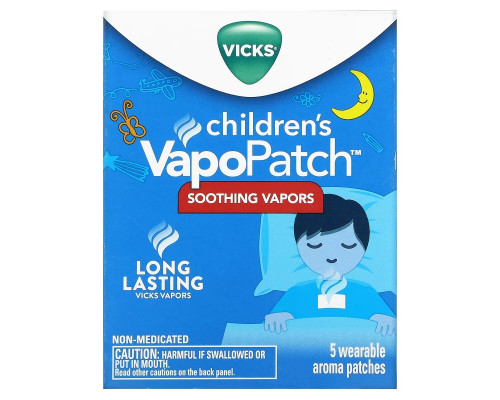 Vicks, VapoPatch для детей, 5 носимых ароматических патчей Vicks, VapoPatch для детей, 5 носимых ароматических патчей
