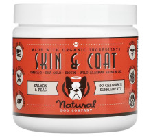Natural Dog Company, Skin & Coat, For Dogs, All Ages, Salmon & Peas, 90 Chewables, 10 oz (284 g)
