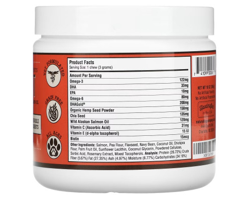 Natural Dog Company, Skin & Coat, For Dogs, All Ages, Salmon & Peas, 90 Chewables, 10 oz (284 g) Natural Dog Company, Skin & Coat, For Dogs, All Ages, Salmon & Peas, 90 Chewables, 10 oz (284 g)