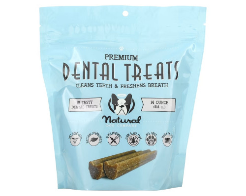 Natural Dog Company, Dental Treats, очищает зубы и освежает дыхание, 18 вкусных лакомств для зубов, 414 мл (14 унций) Natural Dog Company, Dental Treats, очищает зубы и освежает дыхание, 18 вкусных лакомств для зубов, 414 мл (14 унций)