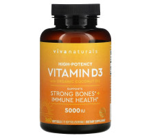 Viva Naturals, Vitamin D with Organic Coconut Oil, High-Potency, 5,000 IU, 360 Softgels