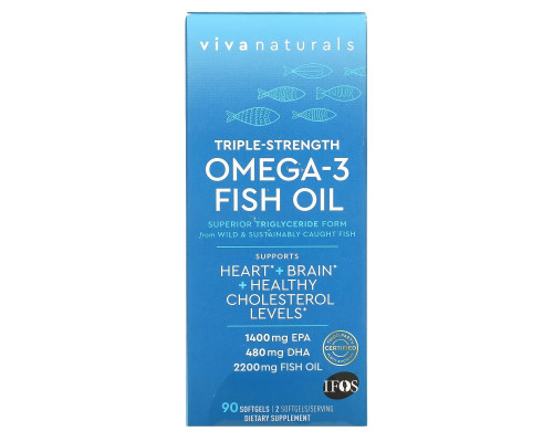 Viva Naturals, Omega-3 Fish Oil, Triple Strength , 90 Softgels Viva Naturals, Omega-3 Fish Oil, Triple Strength , 90 Softgels