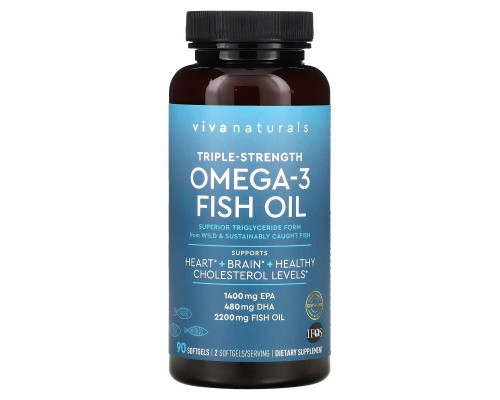 Viva Naturals, Omega-3 Fish Oil, Triple Strength , 90 Softgels Viva Naturals, Omega-3 Fish Oil, Triple Strength , 90 Softgels