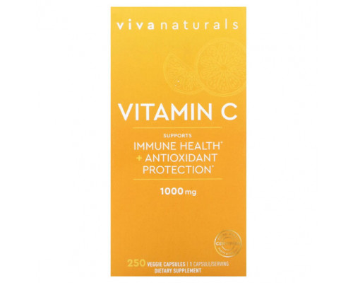 Витамин C Viva Naturals, Витамин C, 1000 мг, 250 растительных капсул Витамин C Viva Naturals, Витамин C, 1000 мг, 250 растительных капсул