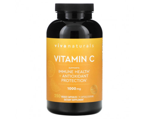 Витамин C Viva Naturals, Витамин C, 1000 мг, 250 растительных капсул Витамин C Viva Naturals, Витамин C, 1000 мг, 250 растительных капсул