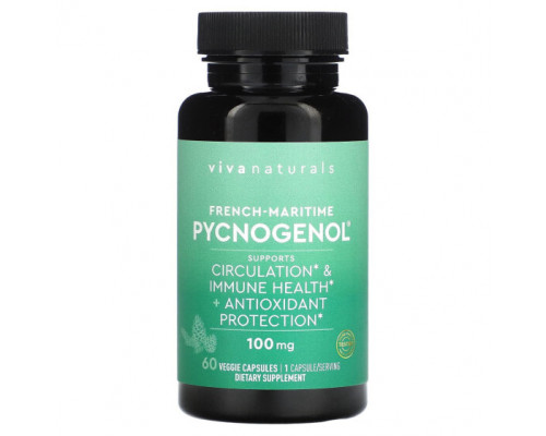 Антиоксиданты Viva Naturals, French-Maritime Pycnogenol`` 60 растительных капсул Антиоксиданты Viva Naturals, French-Maritime Pycnogenol`` 60 растительных капсул