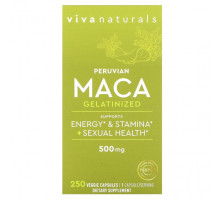 Суперфуды Viva Naturals, Peruvian Maca Gelatinized , 500 mg , 250 Veggie Capsules