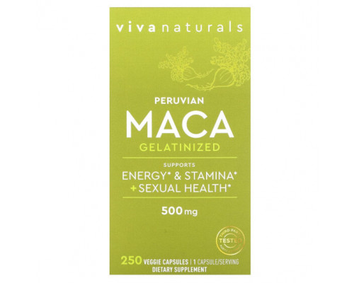 Суперфуды Viva Naturals, Peruvian Maca Gelatinized , 500 mg , 250 Veggie Capsules Суперфуды Viva Naturals, Peruvian Maca Gelatinized , 500 mg , 250 Veggie Capsules