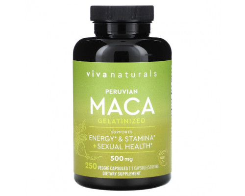 Суперфуды Viva Naturals, Peruvian Maca Gelatinized , 500 mg , 250 Veggie Capsules Суперфуды Viva Naturals, Peruvian Maca Gelatinized , 500 mg , 250 Veggie Capsules