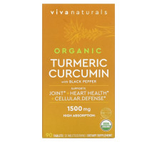 Viva Naturals, Organic Turmeric Curcumin with Black Pepper, 500 mg, 90 Tablets