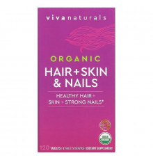 Viva Naturals, Organic Hair + Skin & Nails, 120 Tablets