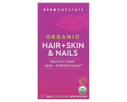 Viva Naturals, Organic Hair + Skin & Nails, 120 Tablets Viva Naturals, Organic Hair + Skin & Nails, 120 Tablets