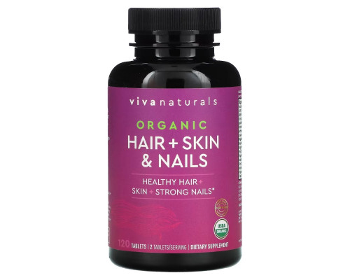 Viva Naturals, Organic Hair + Skin & Nails, 120 Tablets Viva Naturals, Organic Hair + Skin & Nails, 120 Tablets